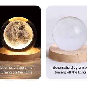 Moon Crystal Ball USB Light with Wooden Base